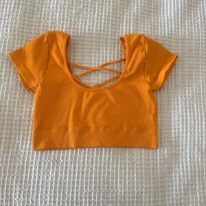 Aerie Orange Cap Sleeve Backless Bodysuit